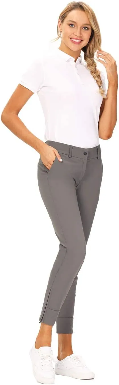 Hiverlay Womens pro Golf Pants Quick Dry Slim Lightweight Work Pants with Straight Ankle Also for Hiking or Casual Ladies