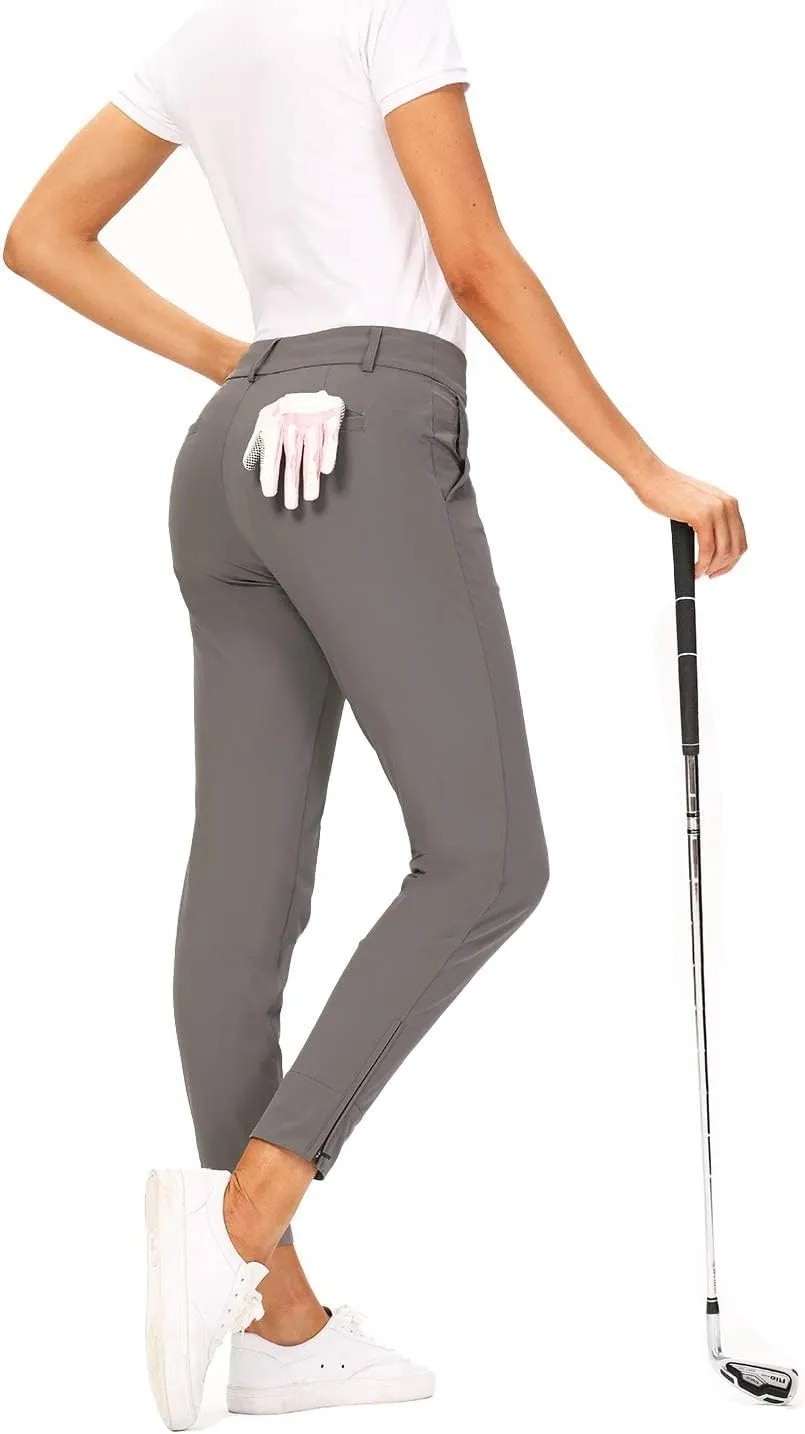 Hiverlay Womens pro Golf Pants Quick Dry Slim Lightweight Work Pants with Straight Ankle Also for Hiking or Casual Ladies