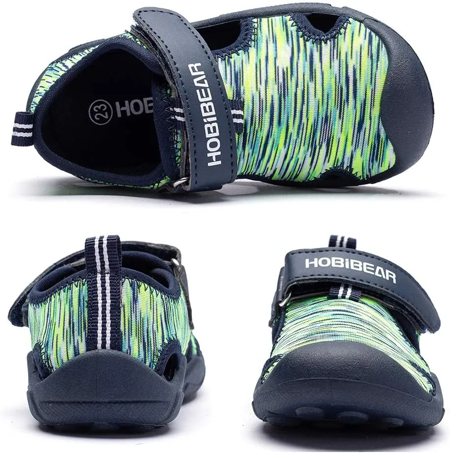 HOBIBEAR Boys Girls Water Shoes Quick Dry Closed-Toe Aquatic Sport Sandals Toddler/Little Kid