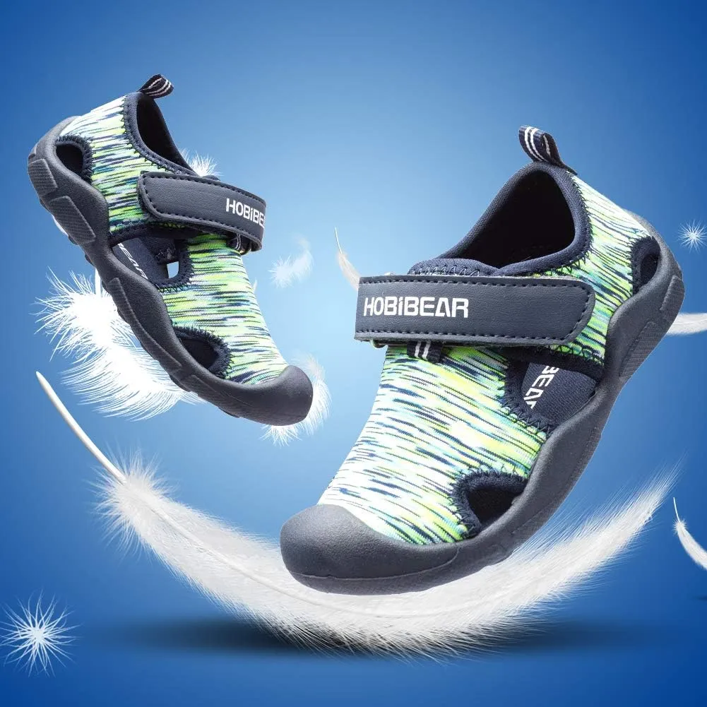HOBIBEAR Boys Girls Water Shoes Quick Dry Closed-Toe Aquatic Sport Sandals Toddler/Little Kid