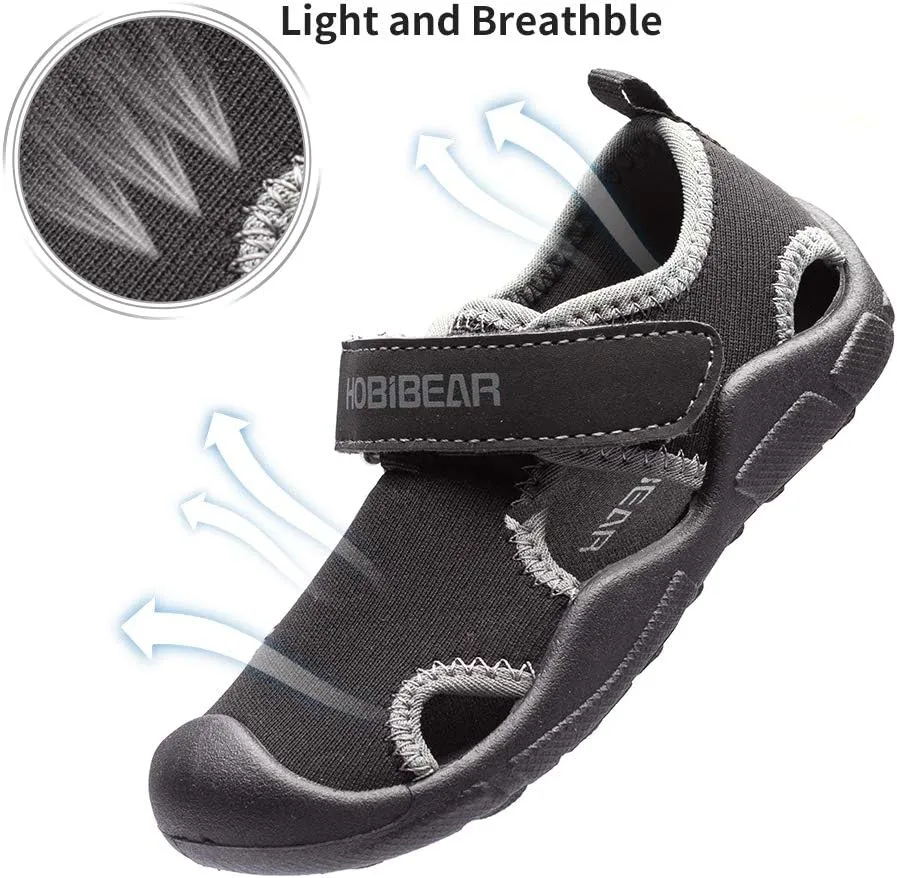 HOBIBEAR Boys Girls Water Shoes Quick Dry Closed-Toe Aquatic Sport Sandals Toddler/Little Kid