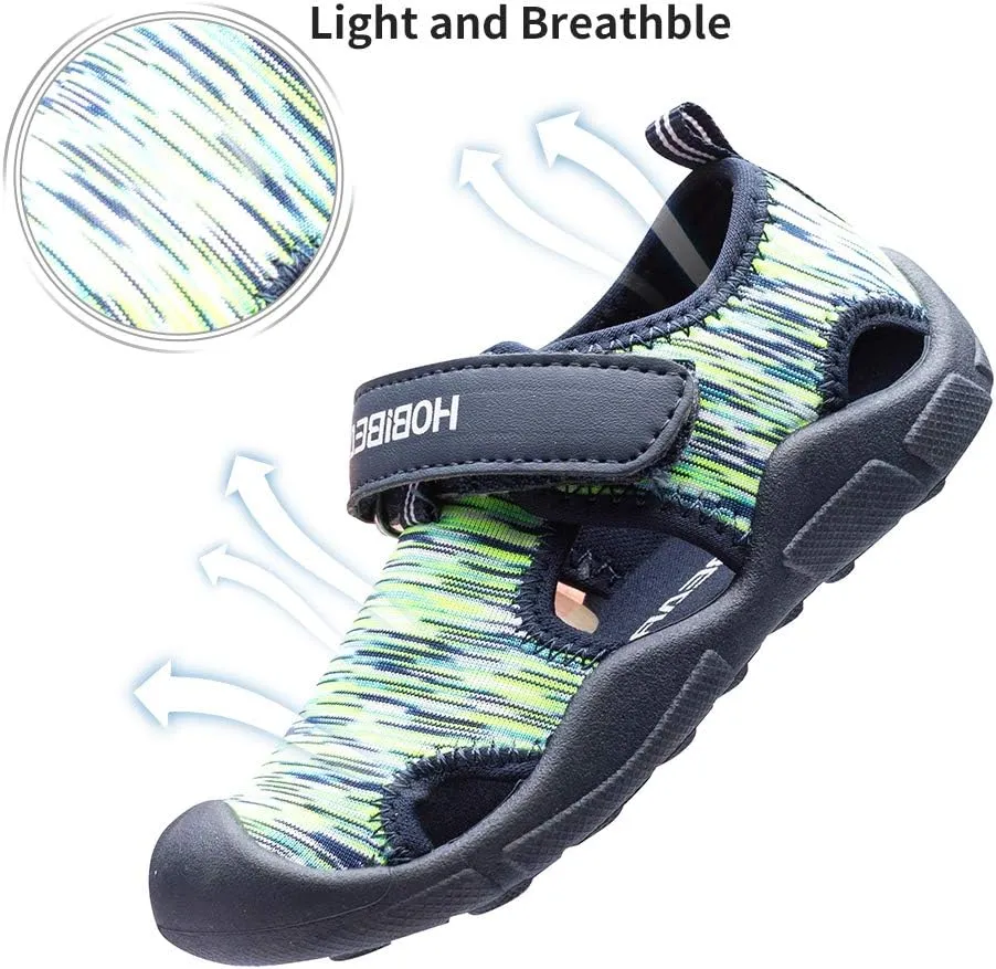 HOBIBEAR Boys Girls Water Shoes Quick Dry Closed-Toe Aquatic Sport Sandals Toddler/Little Kid
