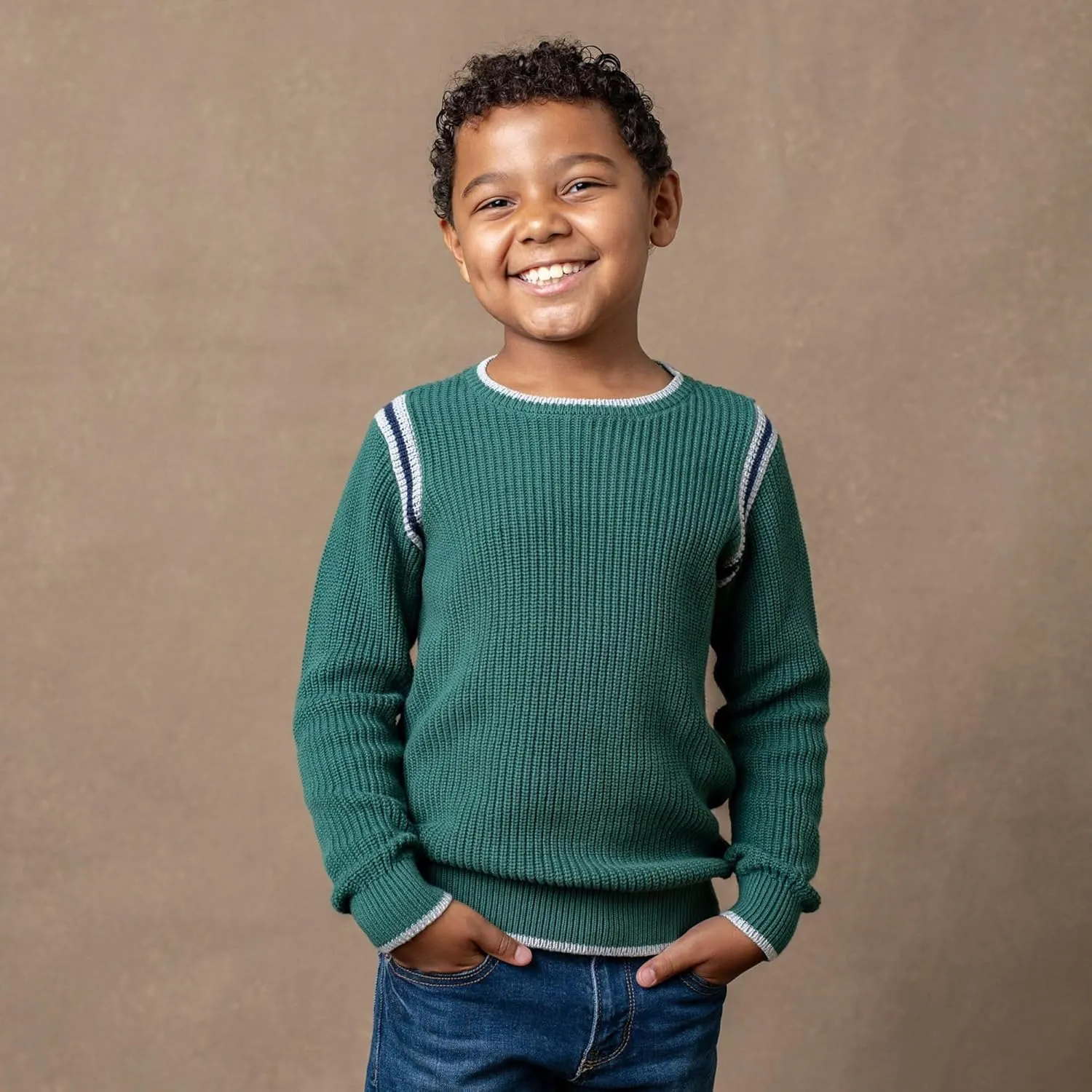 Hope & Henry Boys' Long Sleeve Crew Neck Pullover Sweater