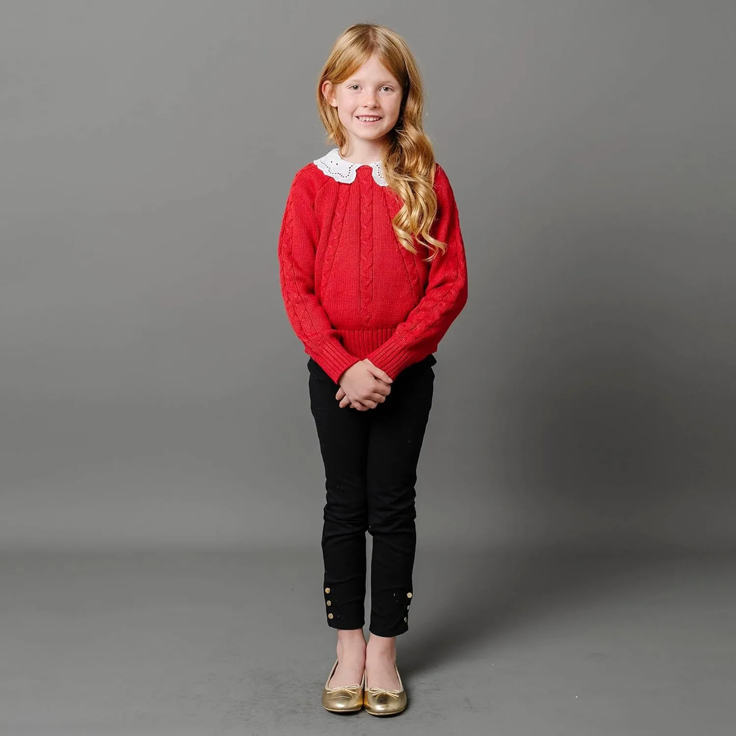 Hope & Henry Girls' Ponte Pants with Button Details