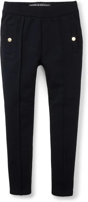 Hope & Henry Girls' Ponte Pants with Button Details