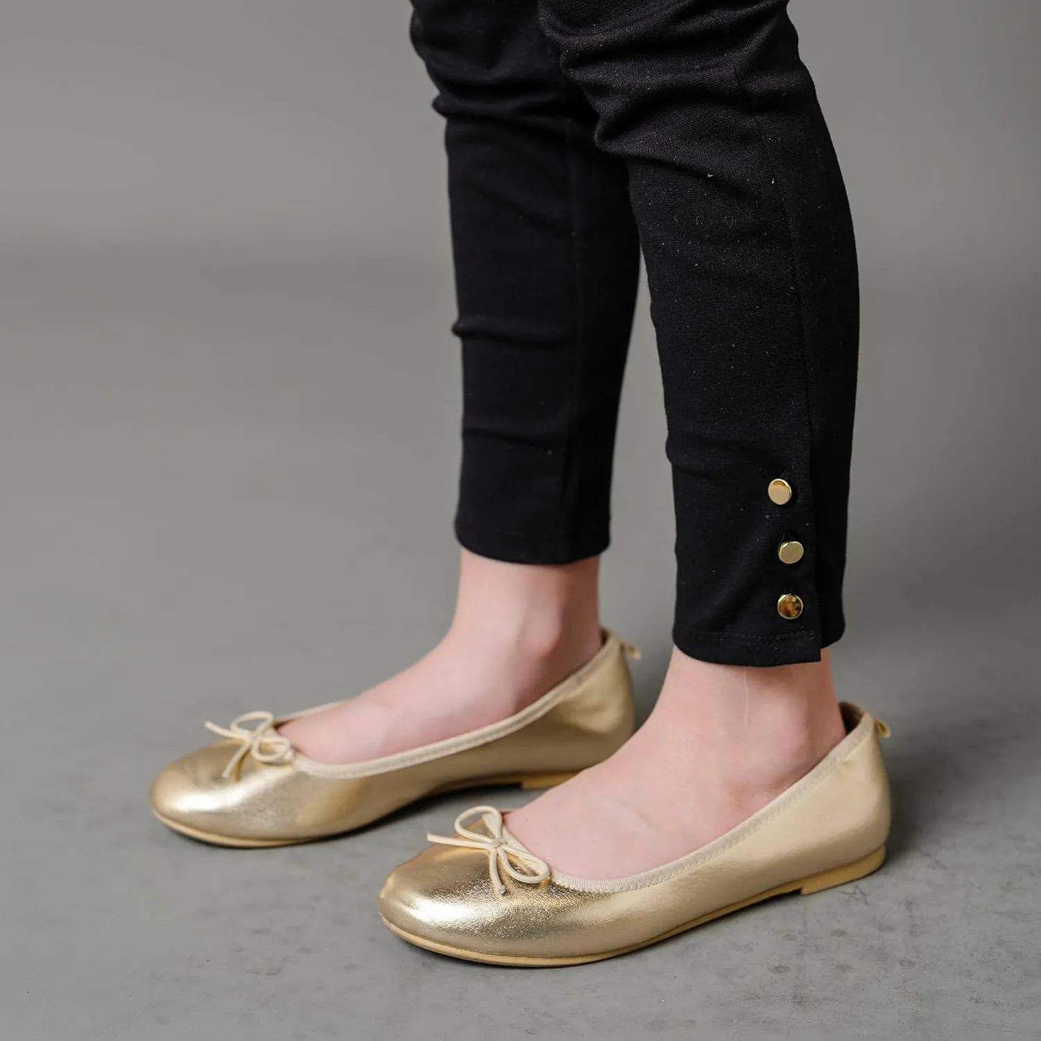 Hope & Henry Girls' Ponte Pants with Button Details