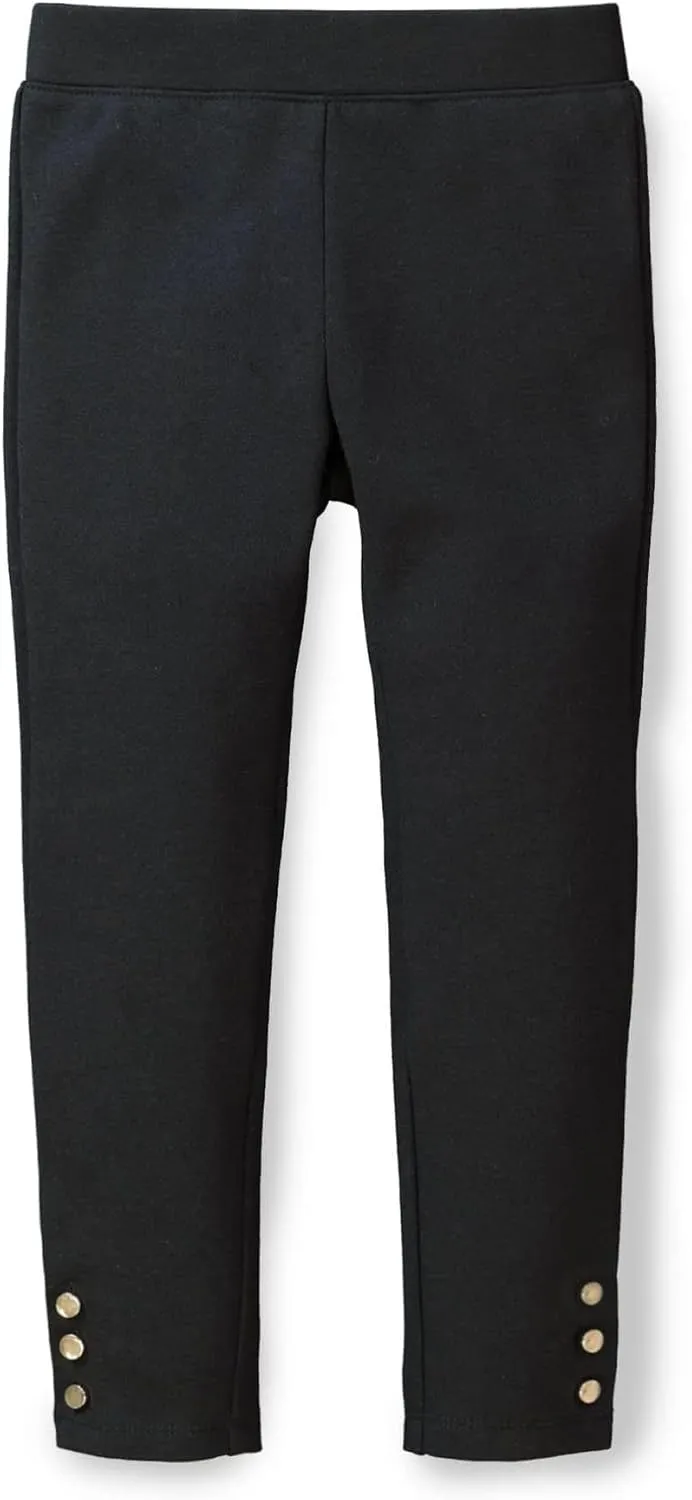 Hope & Henry Girls' Ponte Pants with Button Details