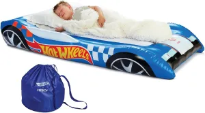 Hot Wheels & FUNBOY Kids Sleepover Bed & Air Mattress. Perfect for Sleepovers. Includes Carrying Storage Bag, Twin