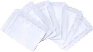 HOULIFE Ladies Cotton Handkerchiefs Soft Pure White Lace Wedding Hankies for Women 6/12/18 Pieces 10x10