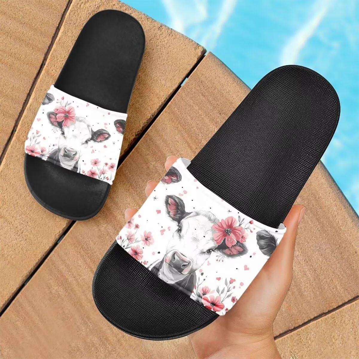 Howilath Novelty Animals Pattern Women's Slide Sandals Undersea Travel Print EVA Soft Sole Open Toe Flat Sandals for Women Gift