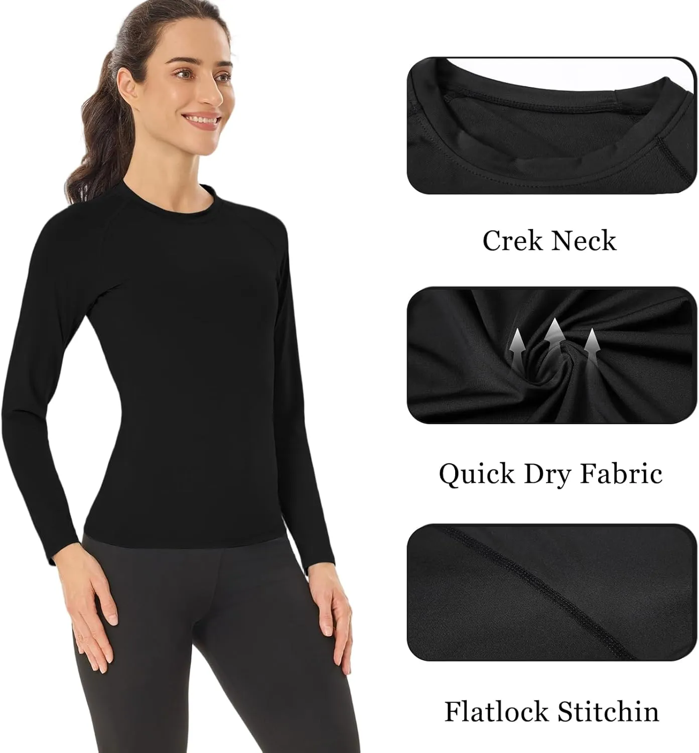 HYCOPROT 4 Pack Women's Compression Shirt Long Sleeve Workout Tops Quick Dry Baselayer Athletic T Shirt Gym Yoga Running