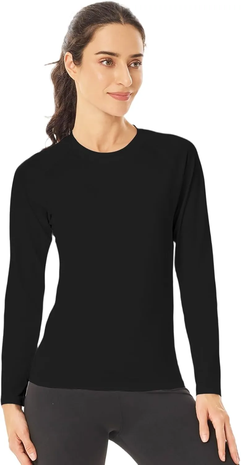 HYCOPROT 4 Pack Women's Compression Shirt Long Sleeve Workout Tops Quick Dry Baselayer Athletic T Shirt Gym Yoga Running
