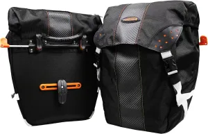 Ibera Bicycle Bag PakRak Clip-On Quick-Release All Weather Bike Panniers (Pair), Includes Rain Cover , Black