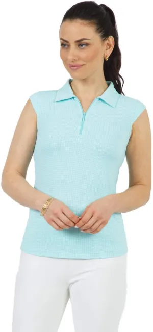 IBKUL Athleisure Wear Sun Protective UPF50  Icefil Cooling Tech Mini Check Sleeveless Polo – 14754