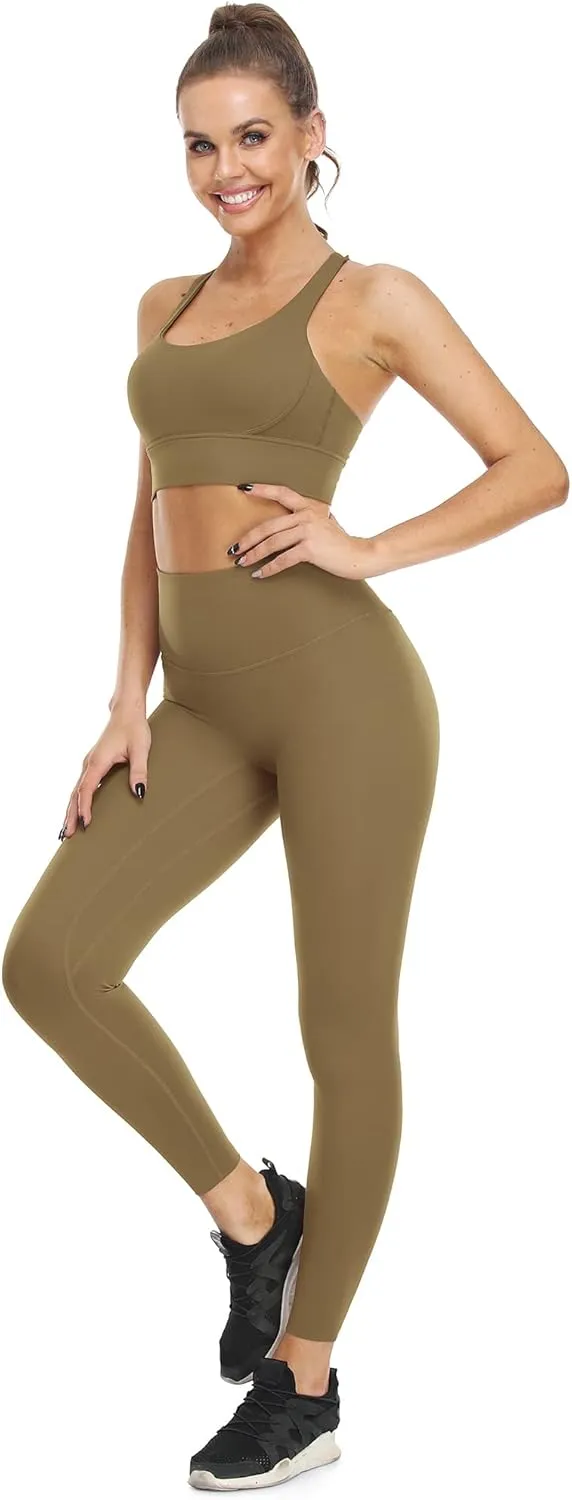 icyzone Legging for Women, No Front Seam, Buttery Soft, 7/8 High Waisted Squat Proof Yoga Pants for Workout