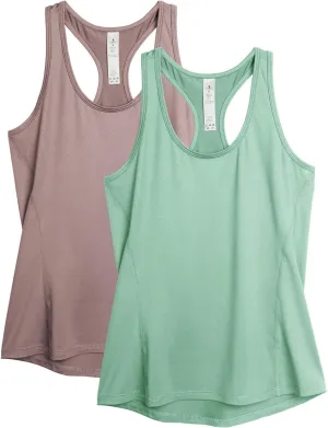 icyzone Workout Tank Tops for Women - Athletic Training Racerback Yoga Tops, Running Gym Exercise Shirts (Pack of 2)