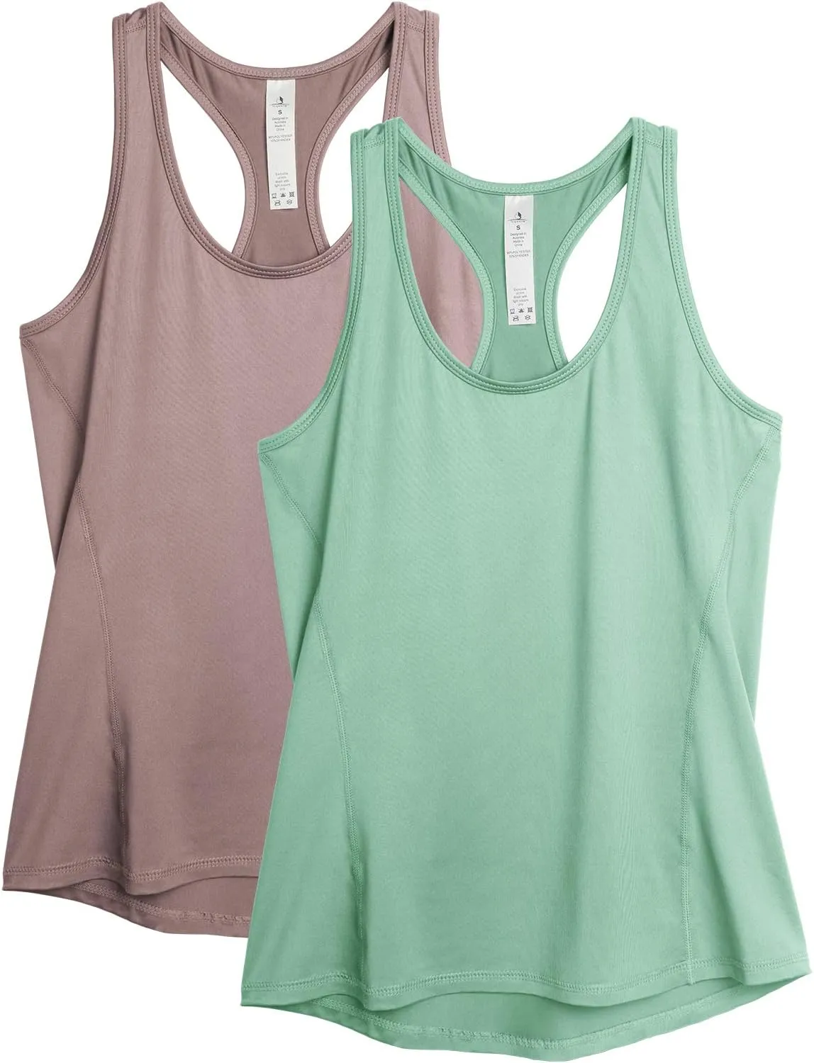 icyzone Workout Tank Tops for Women - Athletic Training Racerback Yoga Tops, Running Gym Exercise Shirts (Pack of 2)