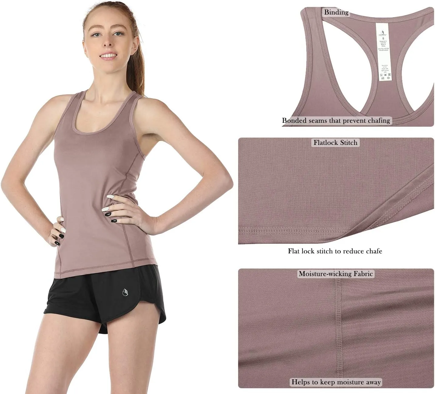 icyzone Workout Tank Tops for Women - Athletic Training Racerback Yoga Tops, Running Gym Exercise Shirts (Pack of 2)