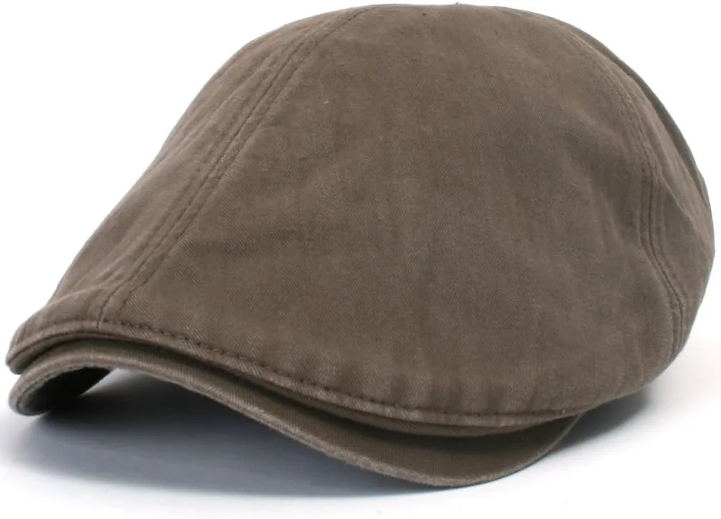 ililily Washed Cotton Flat Cap Cabbie Hat Gatsby Ivy Irish Hunting Newsboy Stretch Big Hat