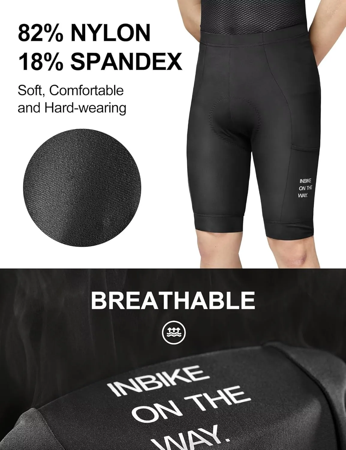 INBIKE Bike Shorts for Men, 3D Pad Shock-Absorbing Cycling Shorts, Lightweight Breathable Biking Shorts with Pocket Quick Dry
