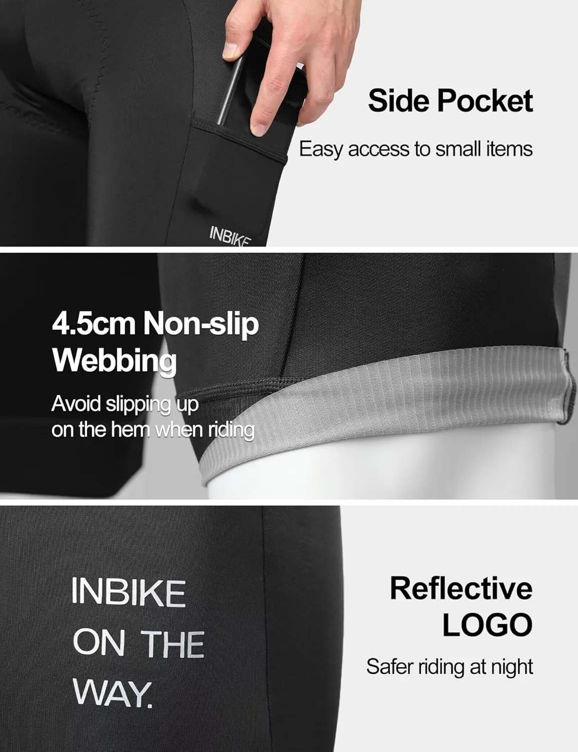 INBIKE Bike Shorts for Men, 3D Pad Shock-Absorbing Cycling Shorts, Lightweight Breathable Biking Shorts with Pocket Quick Dry