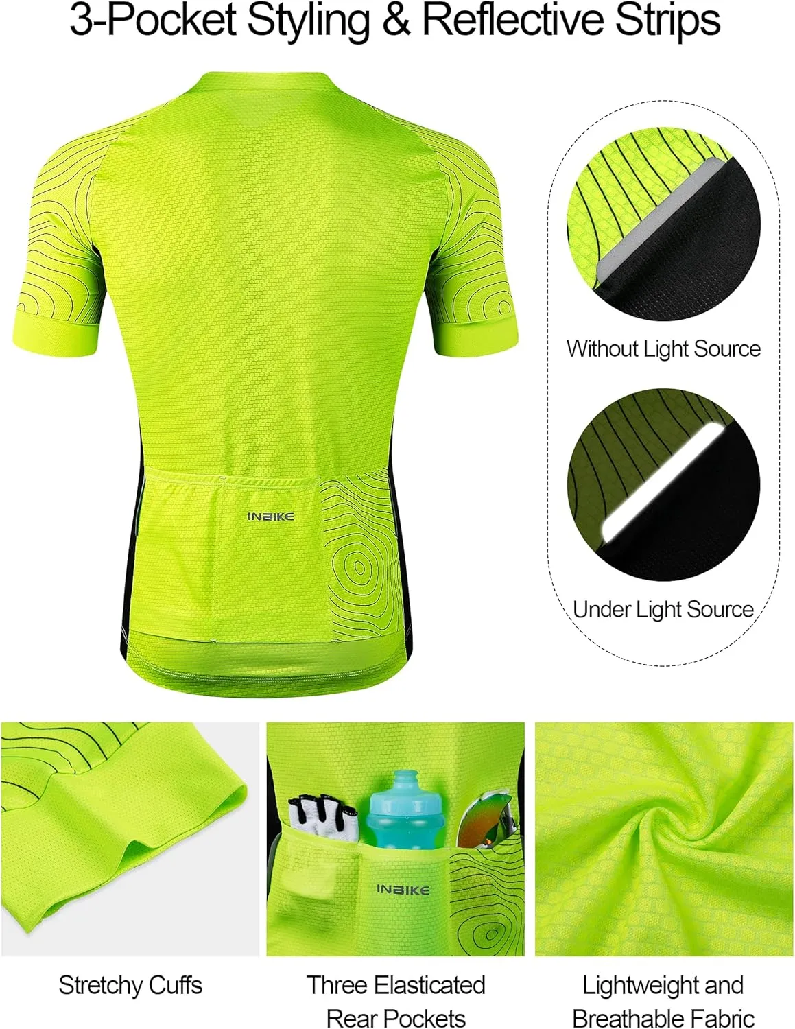 INBIKE Cycling Jersey Men Breathable Bike Shirt Quick-dry Reflective Bicycle Clothing for Road Biking Riding