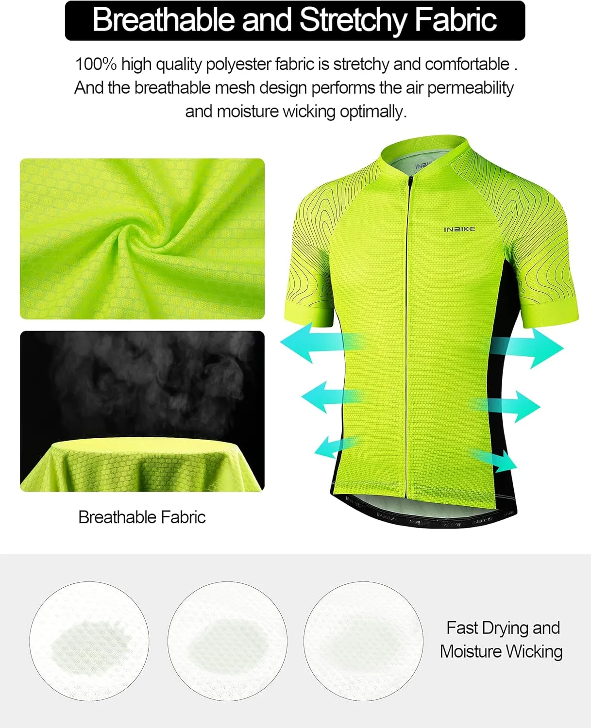 INBIKE Cycling Jersey Men Breathable Bike Shirt Quick-dry Reflective Bicycle Clothing for Road Biking Riding