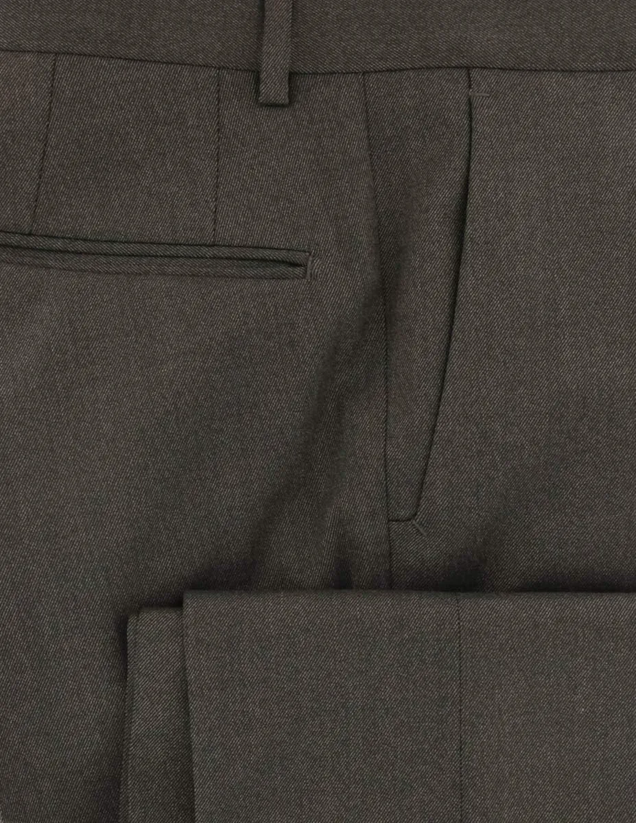 Incotex Brown Solid Wool Blend Pants - Slim
