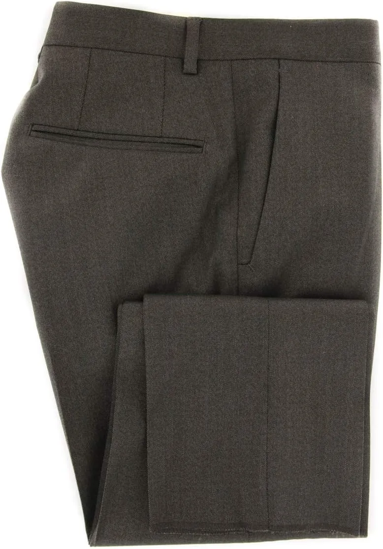 Incotex Brown Solid Wool Blend Pants - Slim