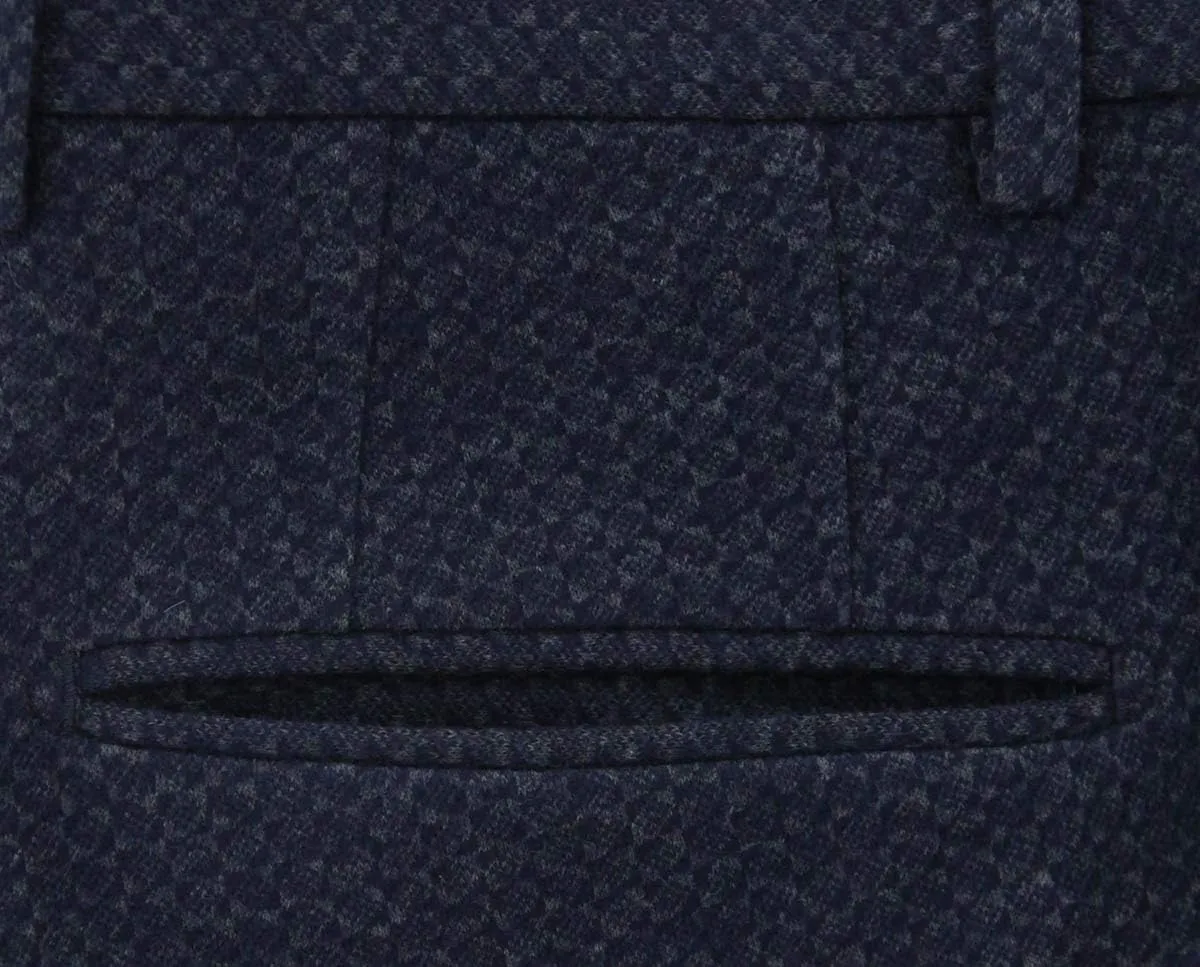 Incotex Dark Blue Check Wool Pants - Slim