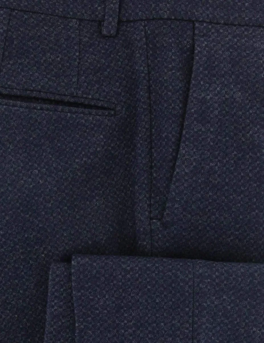 Incotex Dark Blue Check Wool Pants - Slim