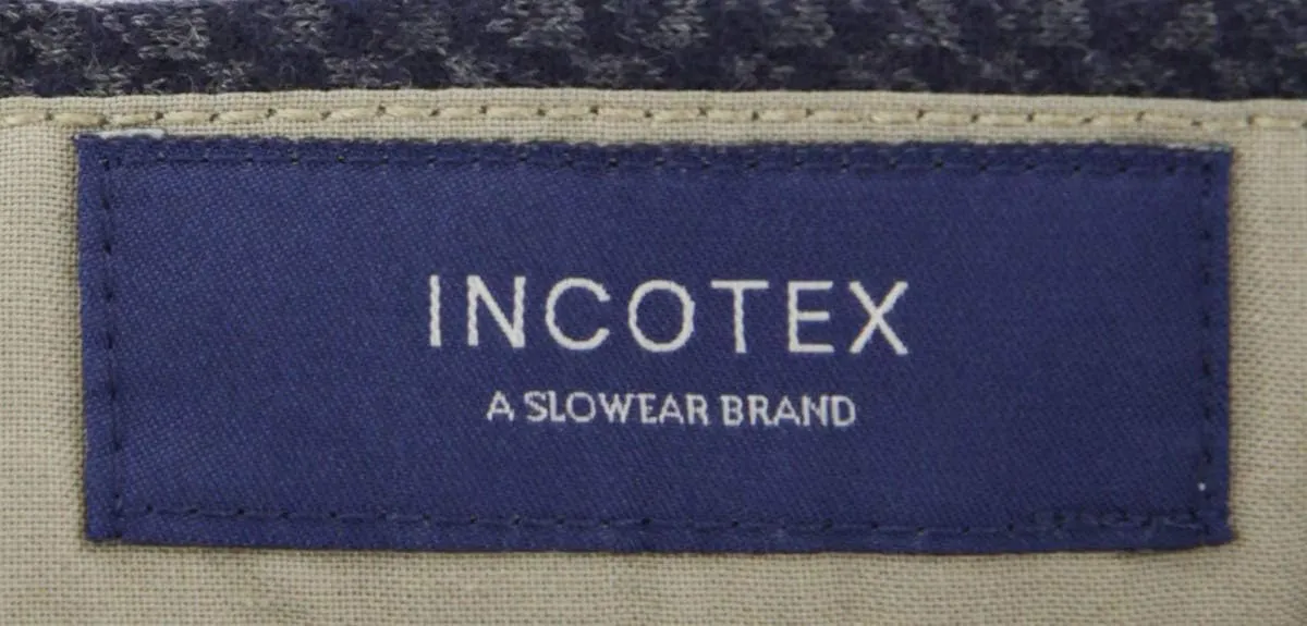 Incotex Dark Blue Check Wool Pants - Slim