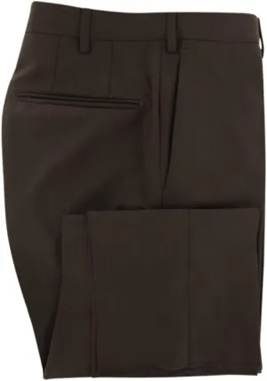 Incotex Dark Brown Solid Wool Pants - Slim