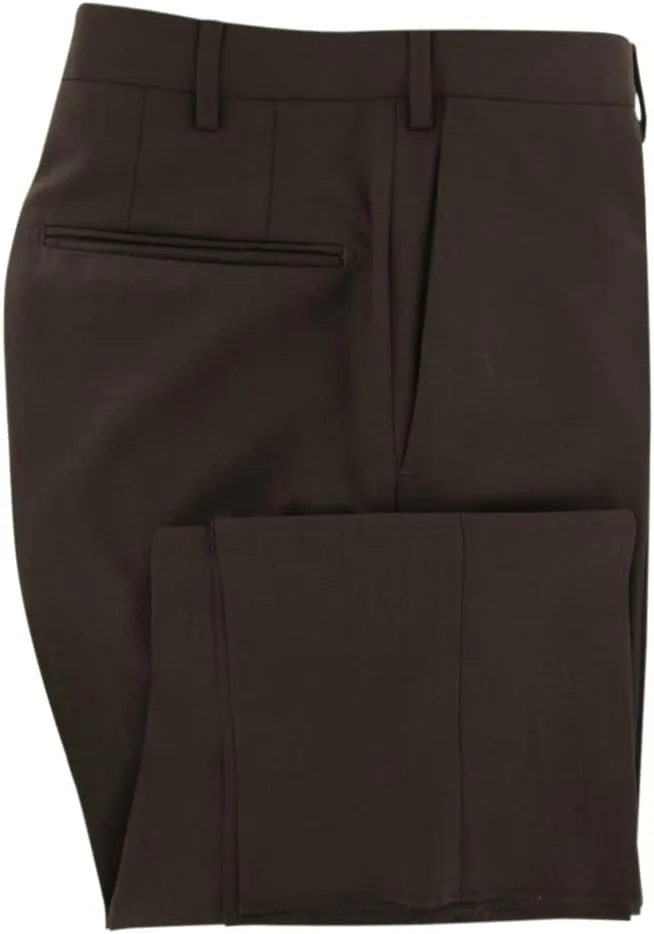 Incotex Dark Brown Solid Wool Pants - Slim