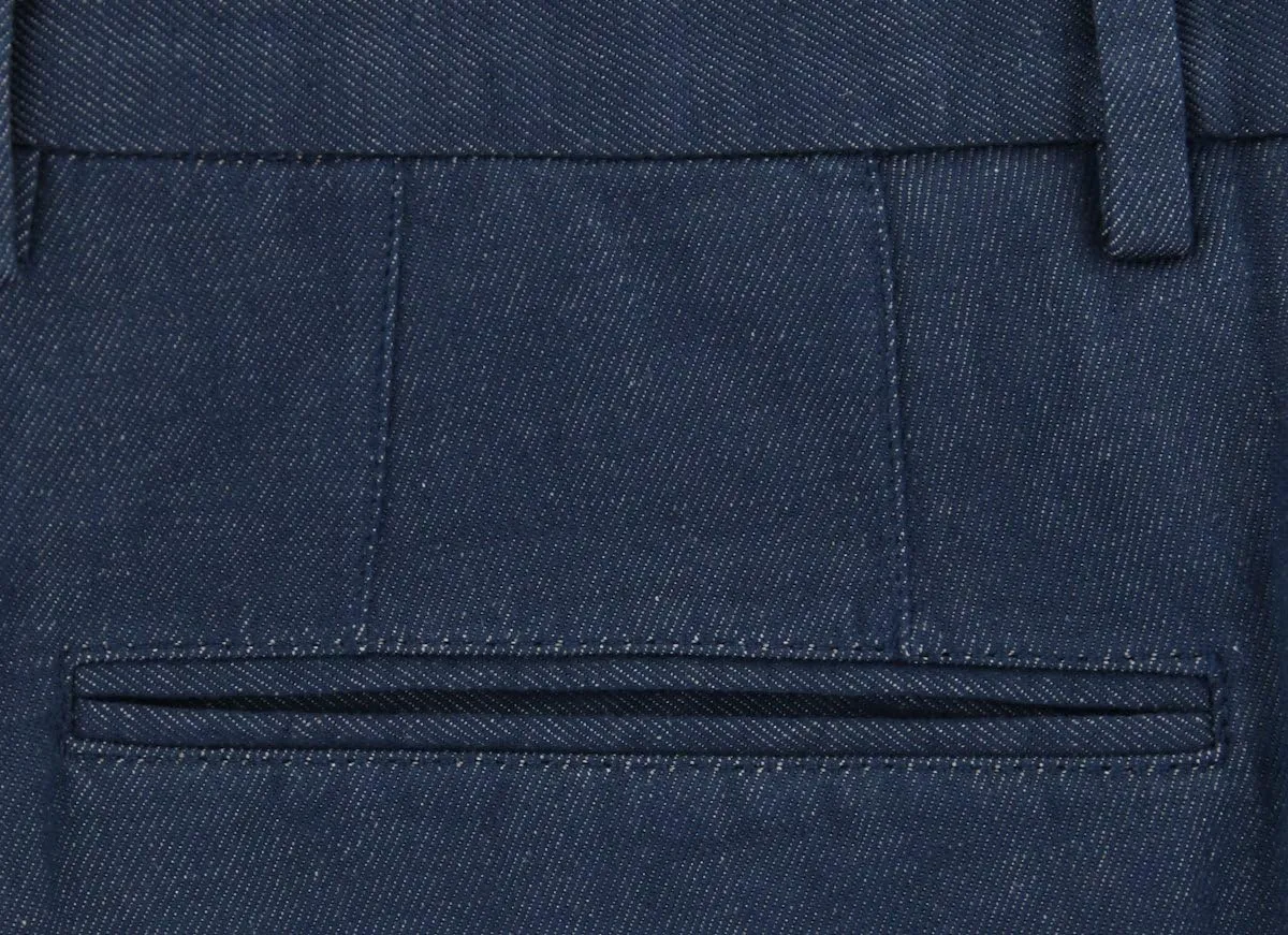 Incotex Denim Blue Solid Pants - Slim
