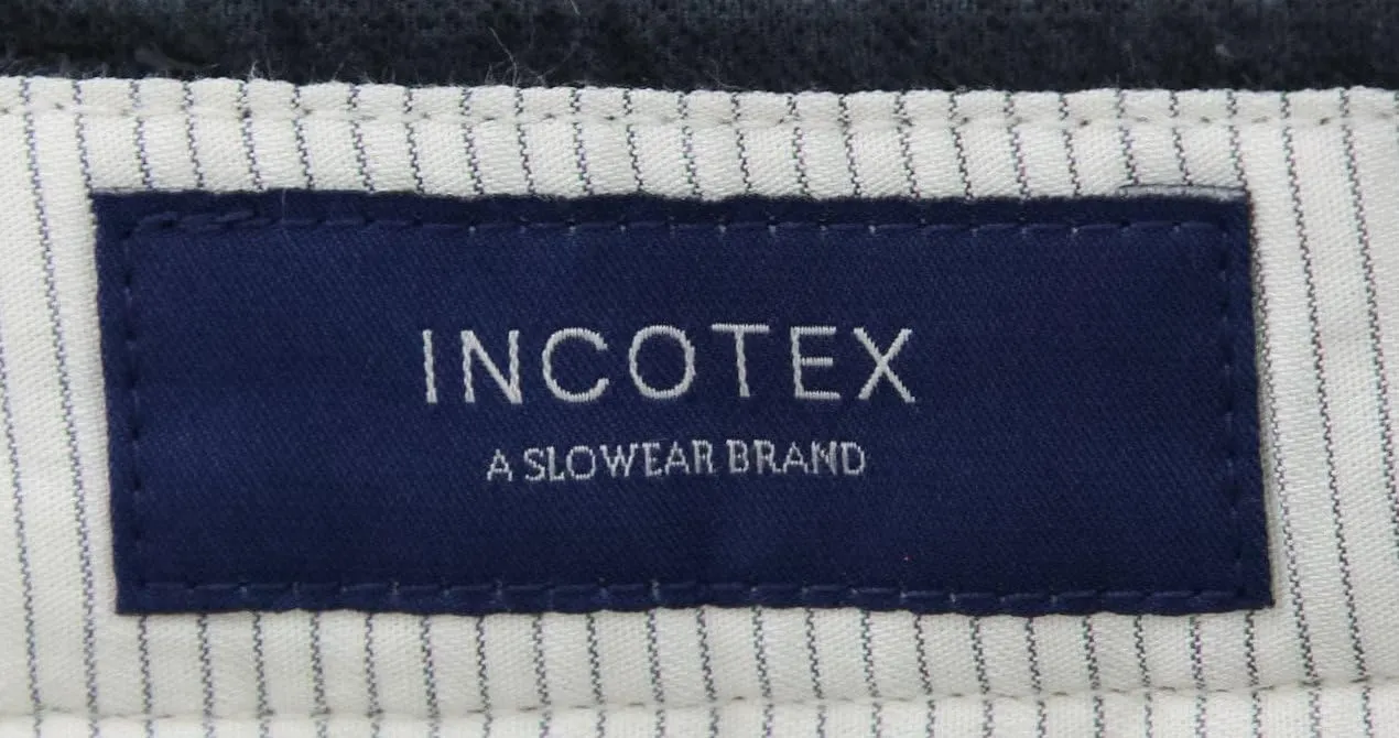 Incotex Midnight Navy Blue Solid Cotton Blend Pants - Slim