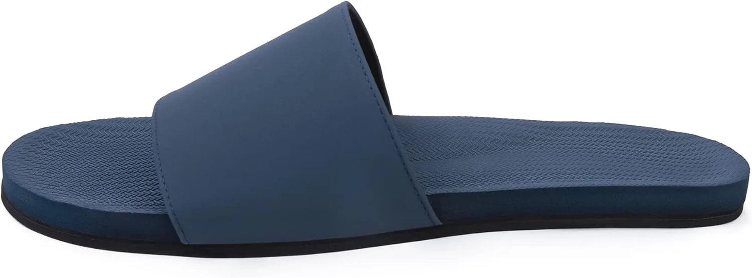 Indosole 2022 Edition Women's ESSNTLS Vegan All-Terrain Slides, Improved Cloud Comfort [Reused Tire Sole, Natural Rubber Footbed, Arch Support, Microfiber Lined ENVRO Strap, Waterproof]