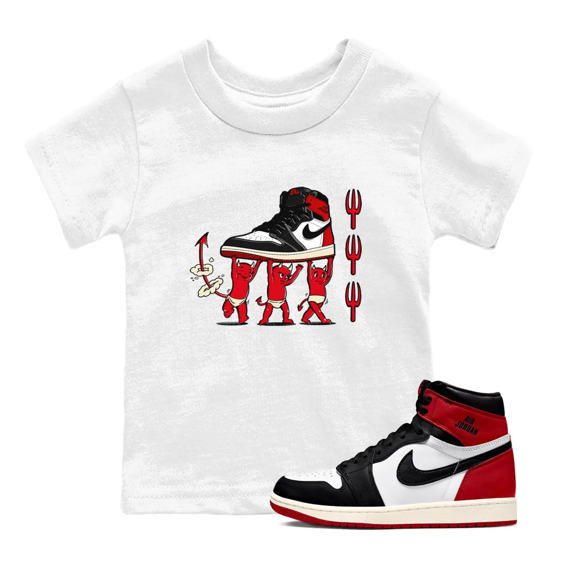 International coverage 1 Air Kids Reimagined Jordan All-out sale Toe SNRT Black Tees Devil Sneaker Babies -