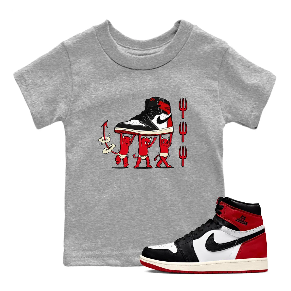 International coverage 1 Air Kids Reimagined Jordan All-out sale Toe SNRT Black Tees Devil Sneaker Babies -