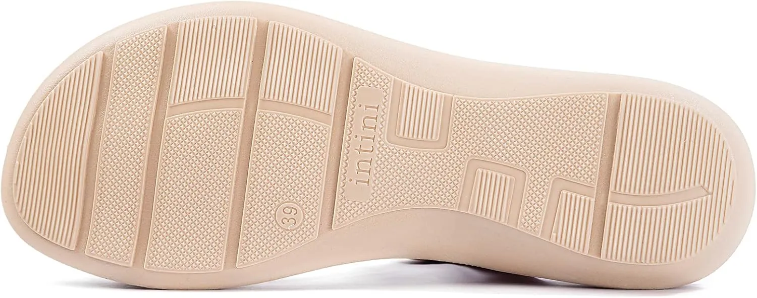 Intini Womens Flat Sandals Braided Strappy Summer Shoes Memory Foam insole Sandals for Women