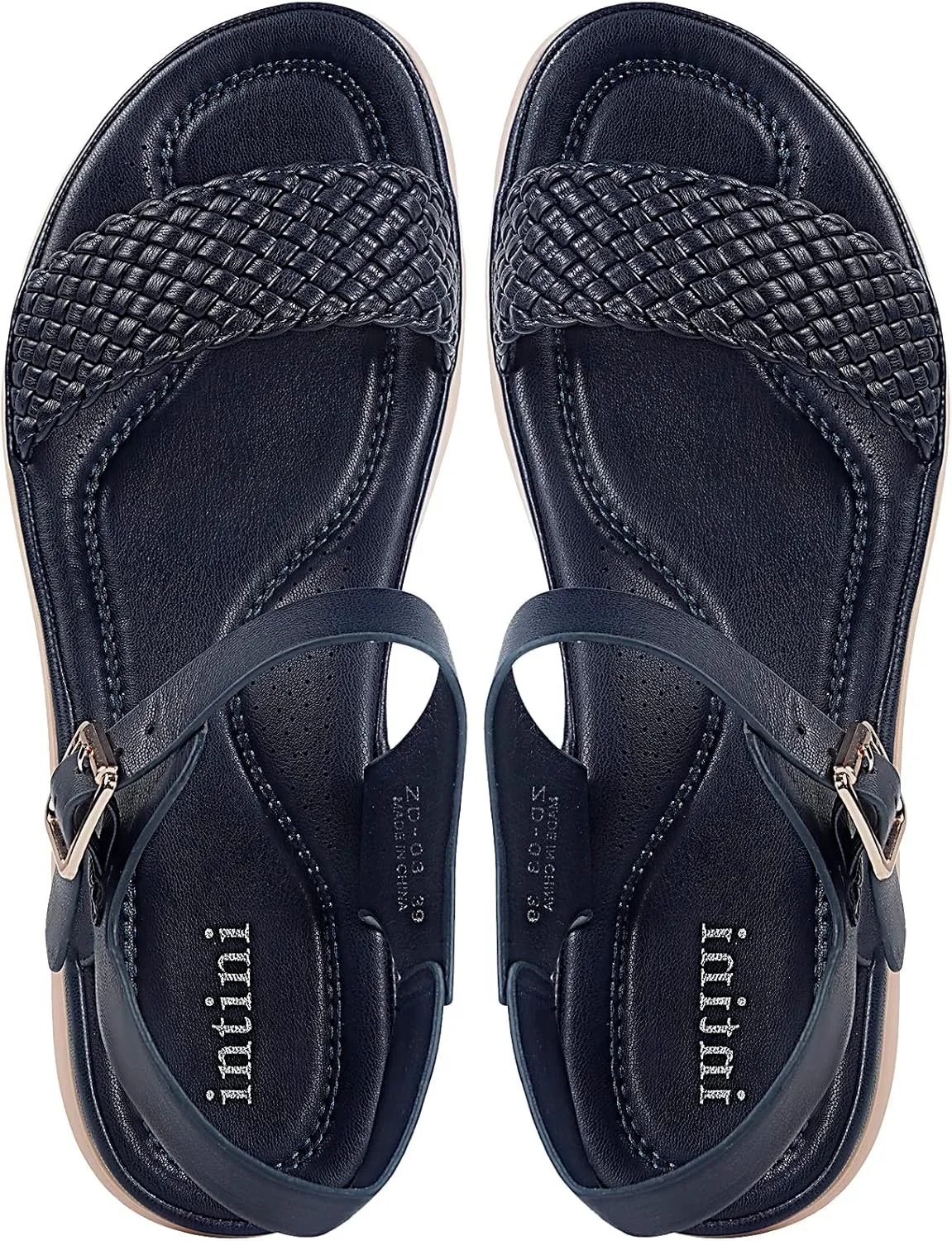 Intini Womens Flat Sandals Braided Strappy Summer Shoes Memory Foam insole Sandals for Women