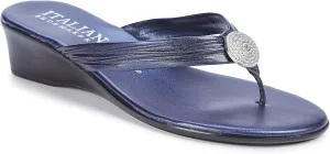 ITALIAN Shoemakers Womens Ester Wedges 8 Navy