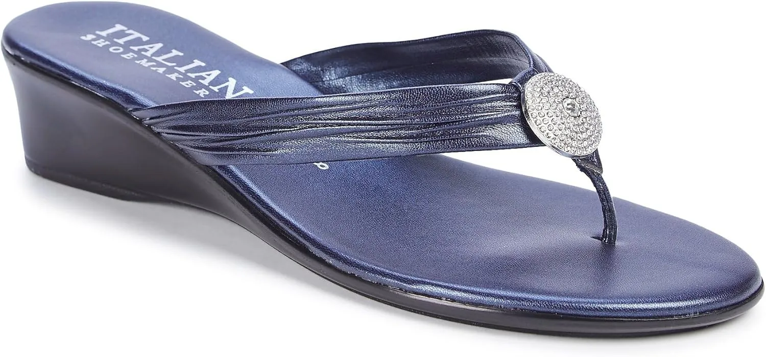 ITALIAN Shoemakers Womens Ester Wedges 8 Navy