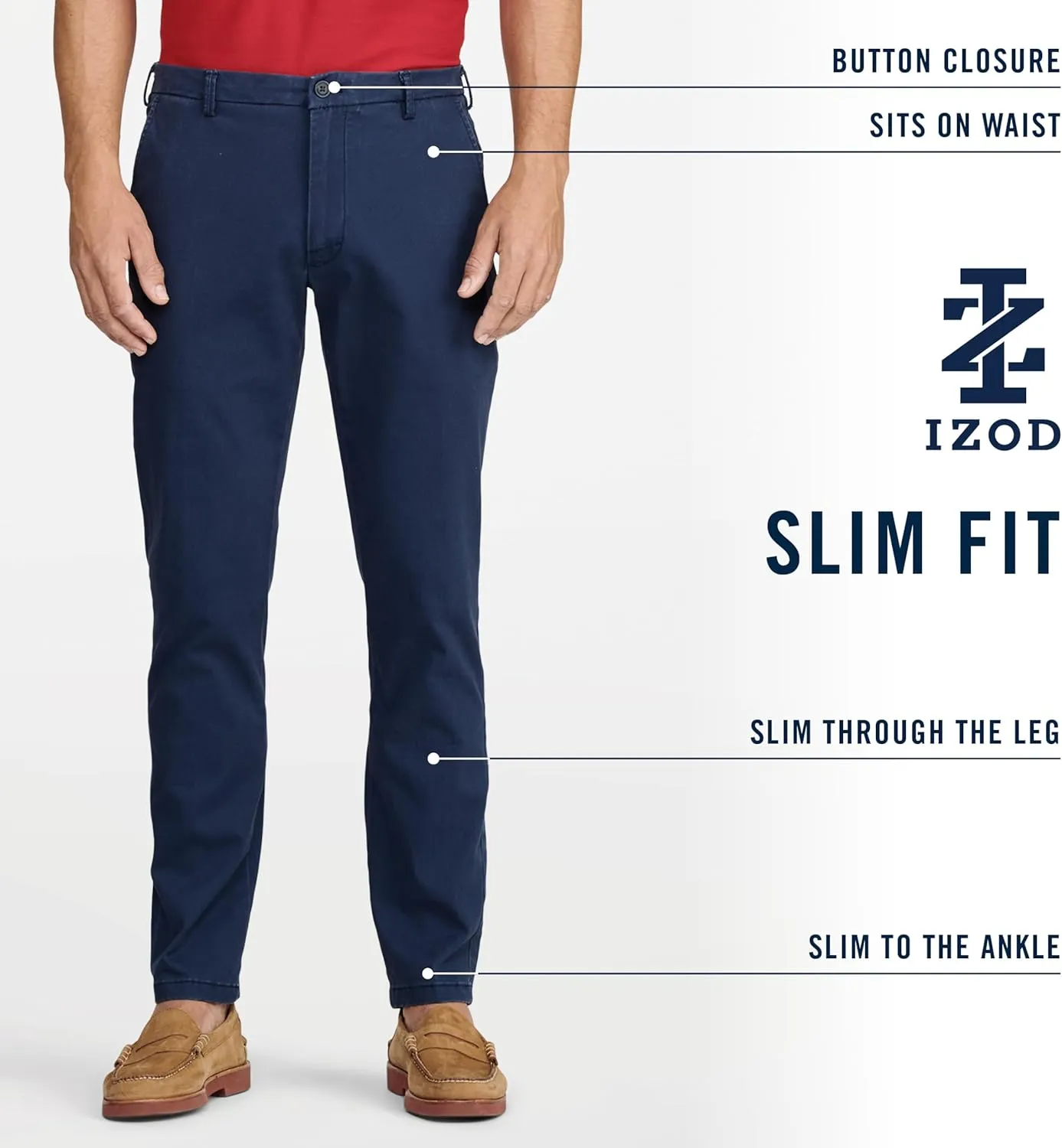IZOD Men's Saltwater Stretch Flat Front Slim Fit Chino Pant