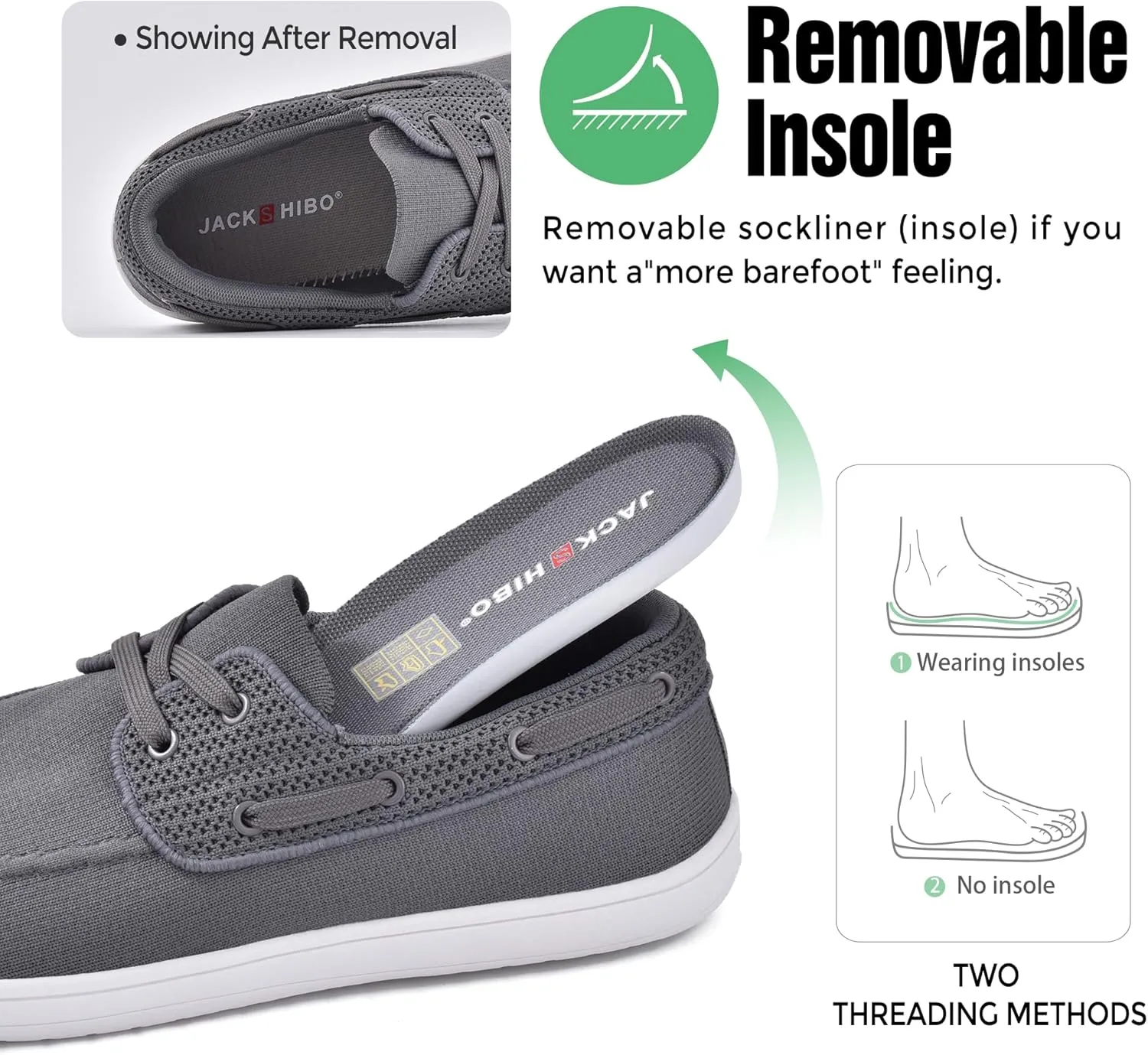 JACKSHIBO Barefoot Shoes for Men Slip on Shoes Minimalist Walking Sneakers Wide Toe Box Zero Drop Sole