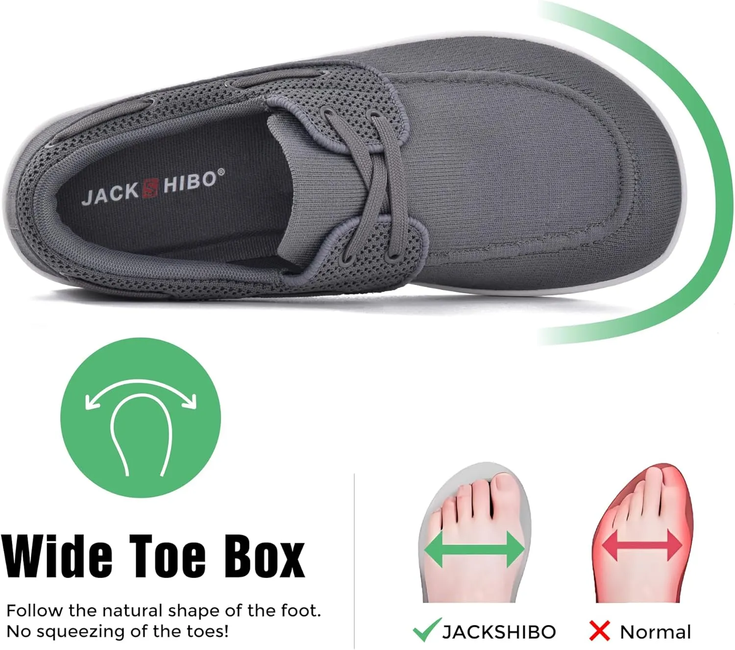 JACKSHIBO Barefoot Shoes for Men Slip on Shoes Minimalist Walking Sneakers Wide Toe Box Zero Drop Sole