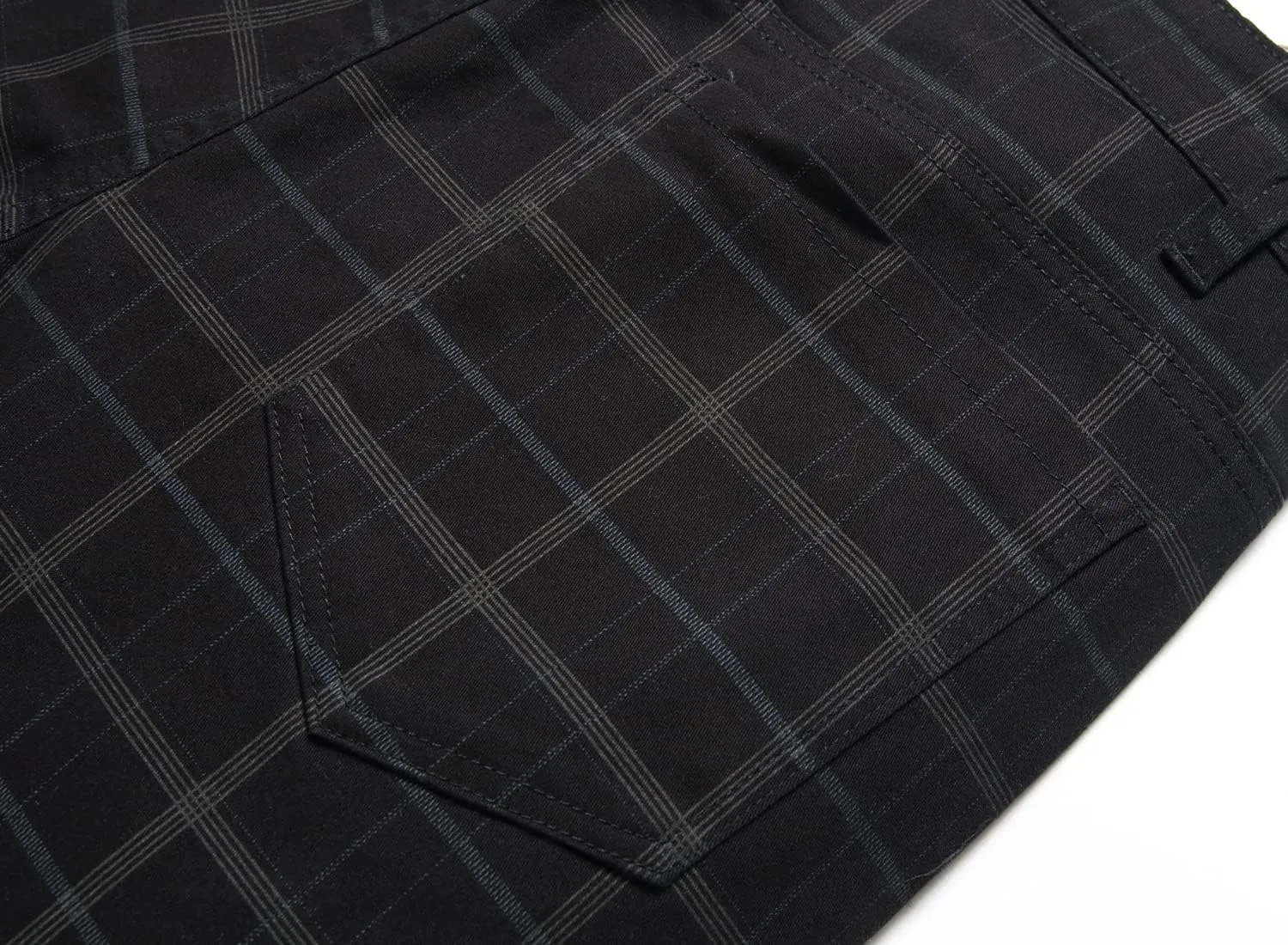 JE&NS Men's Stretch Slim Fit Flat-Front Casual Skinny Chinos Plaid Dress Pants