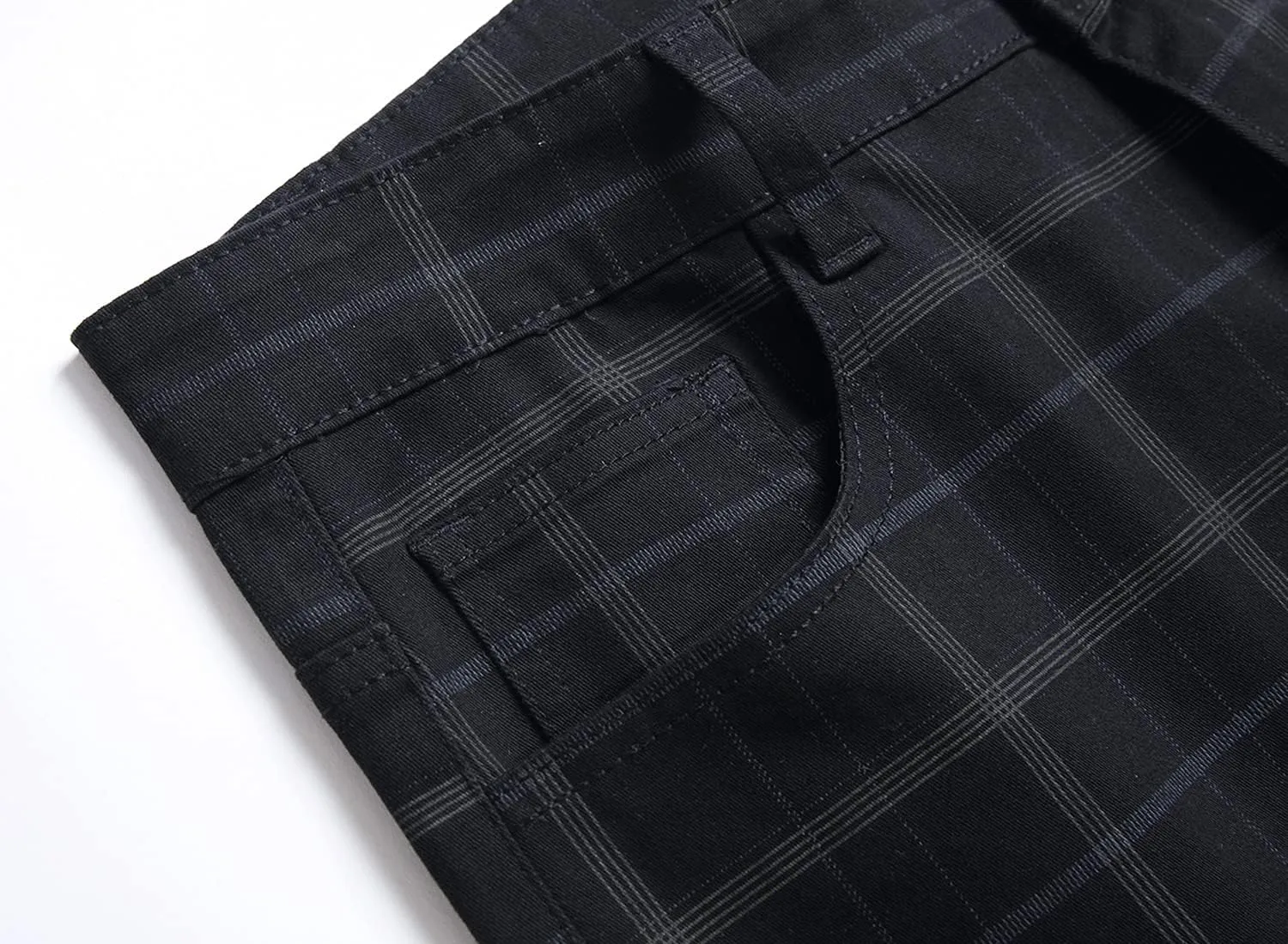 JE&NS Men's Stretch Slim Fit Flat-Front Casual Skinny Chinos Plaid Dress Pants