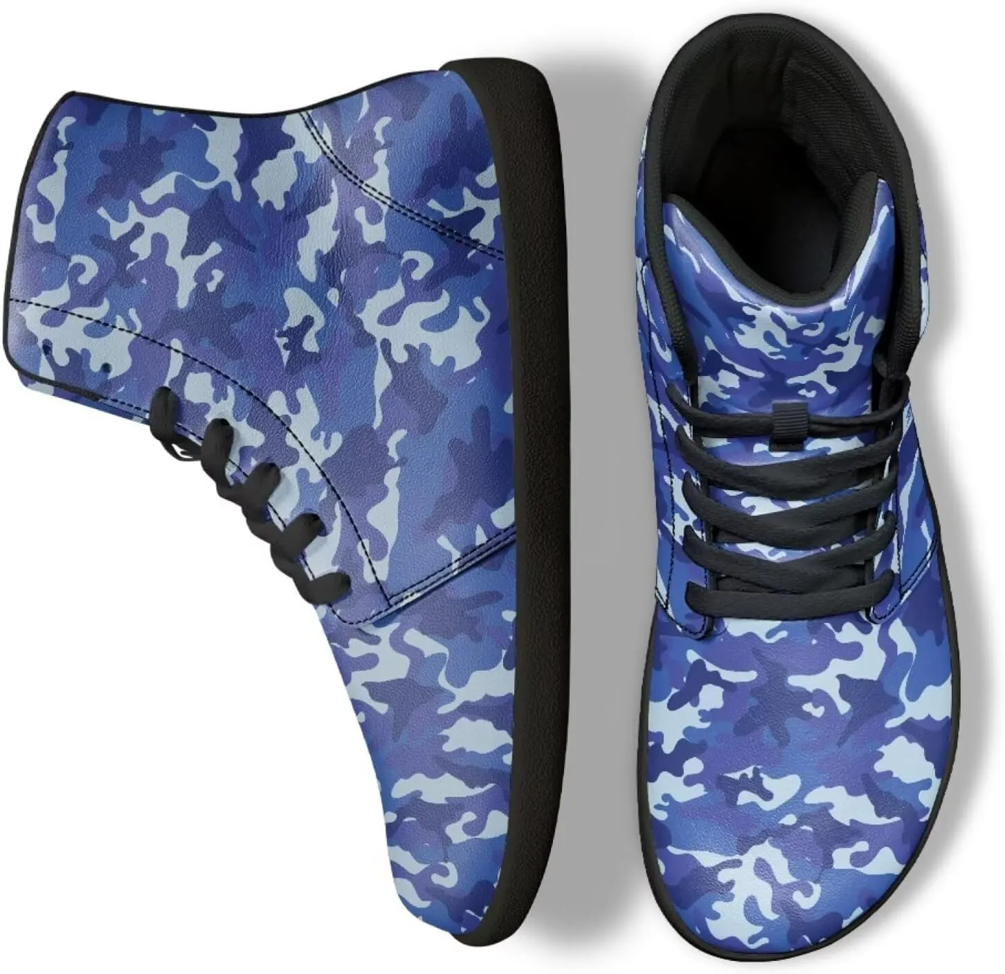 Jeiento Mens High Top Camouflage Shoes Wide Width Camo Barefoot Shoes Casual Walking Shoes
