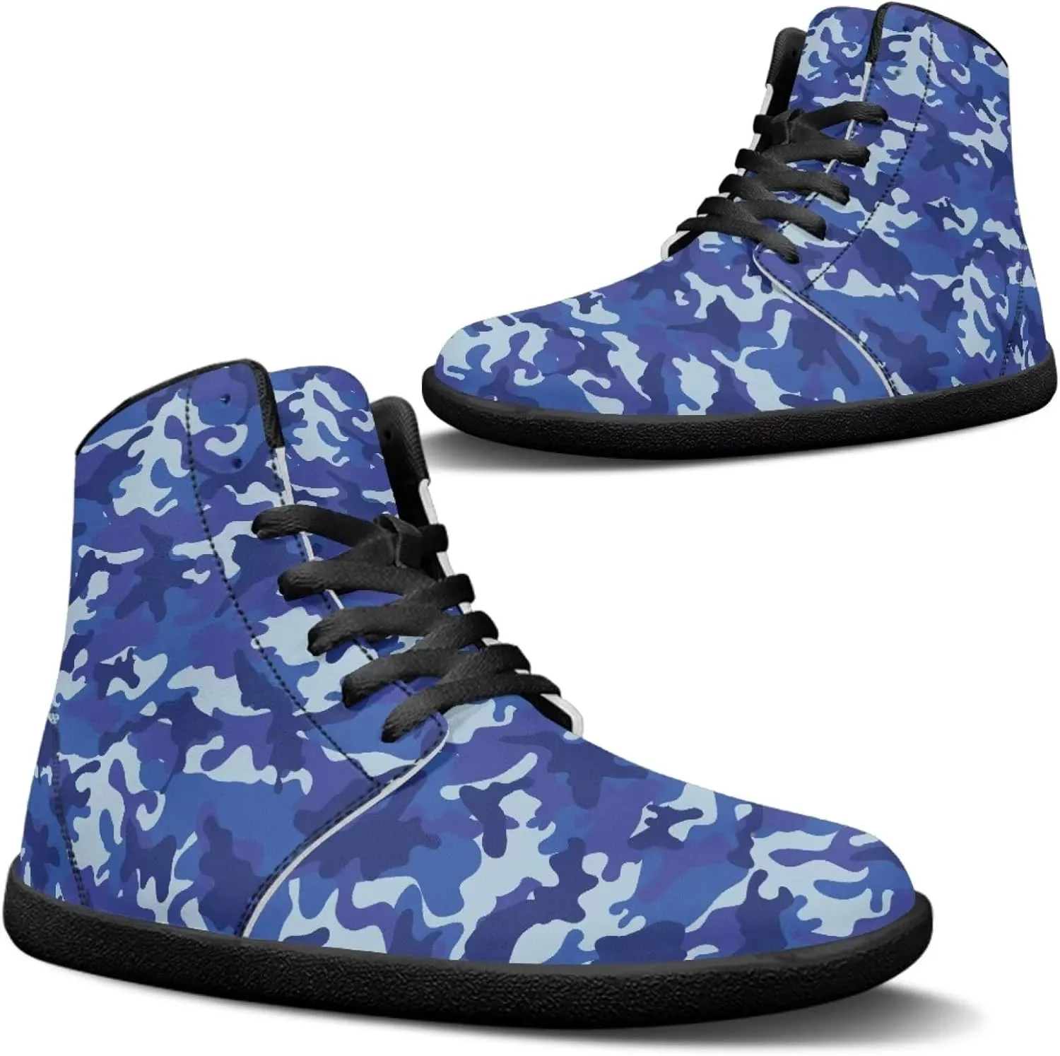 Jeiento Mens High Top Camouflage Shoes Wide Width Camo Barefoot Shoes Casual Walking Shoes